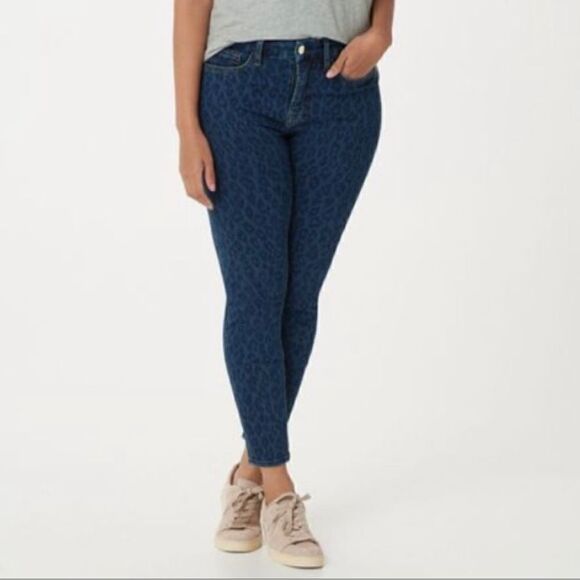 Jen7 7 for All Mankind Ankle Skinny Jeans in NightFall Leopard, Size 10 - Picture 1 of 14